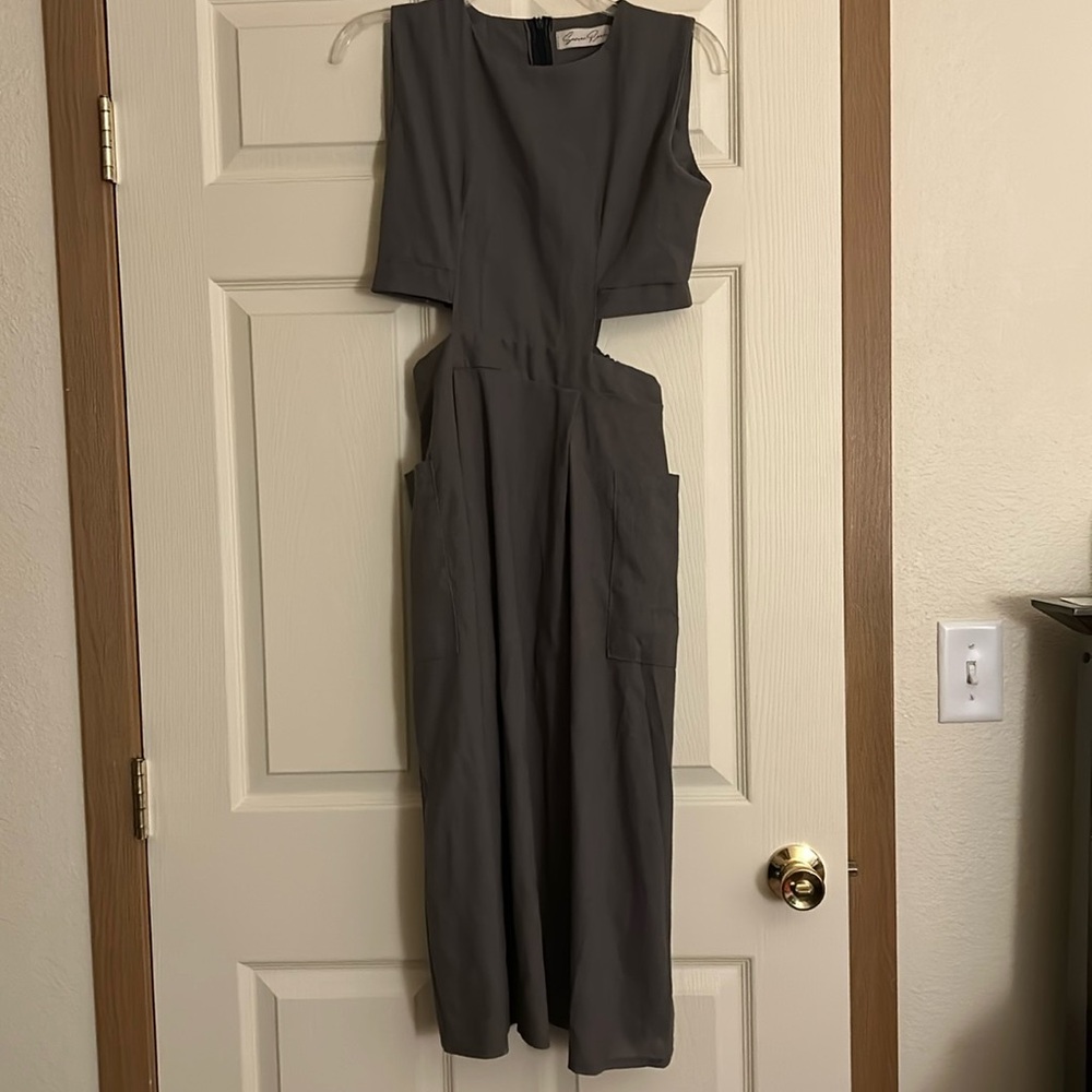 SEASON ROOM Grey Cutout Maxi Dress Sleeveless Size S